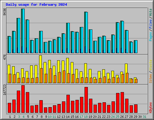 Daily usage for February 2024